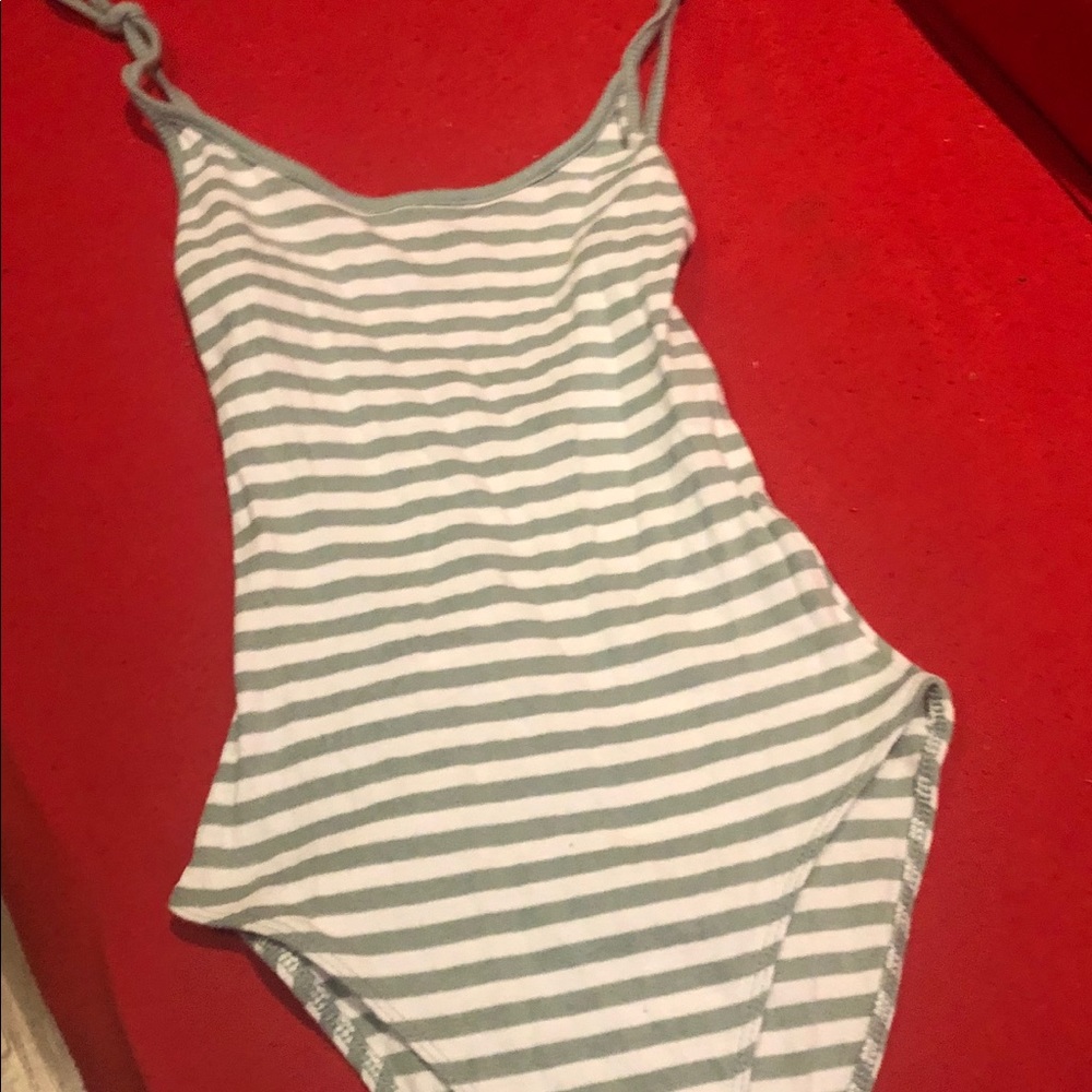 Pastel green & white striped bodysuit